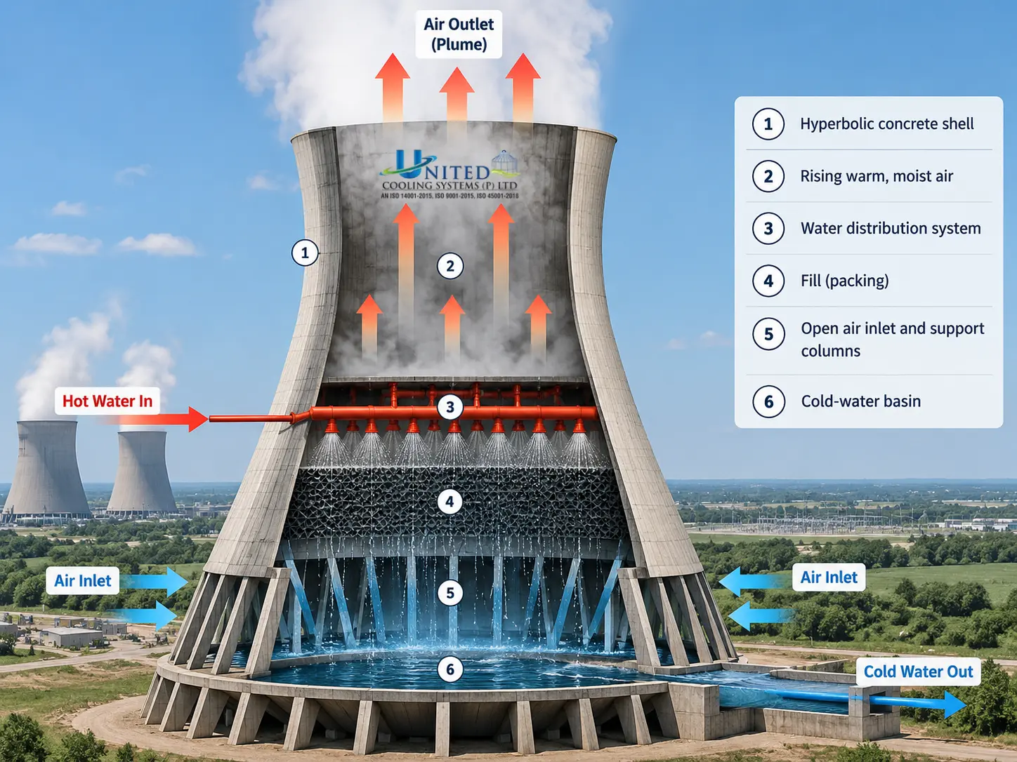 natural-draft cooling tower diagram